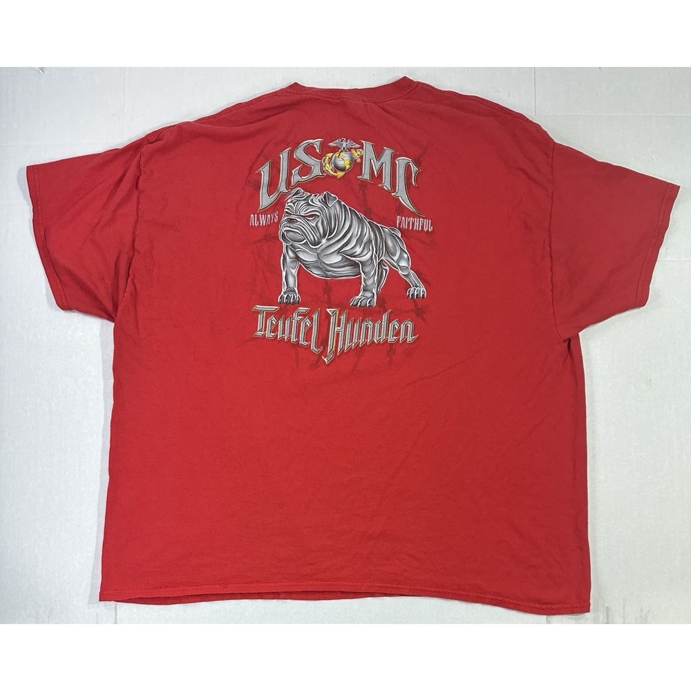 USMC‎ Teufel Hunden Bulldog T-Shirt Men's 3XL Red Marine Corps Graphic Tee